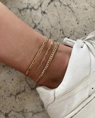 China Custom Gold Plated Hiphop Logo Stainless Steel Women Anklet Chain For Women Jewelry for sale