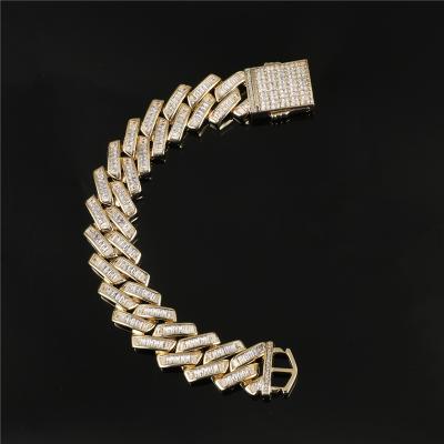 China Trendy diamond shaped candy hop hip hop bracelet Cuban men's bracelet 19mm hip hop bracelet for sale