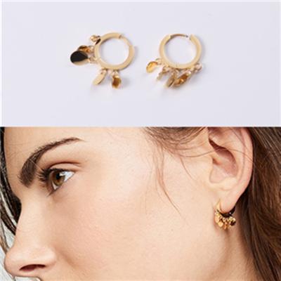 China Trendy Women Round Big Dish Charm Hoop Earring Stainless Steel Silver Gold Circle Earring for sale