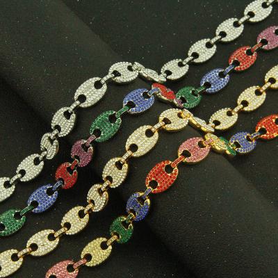 China Cuban Link Chain Durable Fashion 18K Gold Plated Coffee Beans Necklace Zircon Pig Nose Chain Hip Hop Jewelry for sale