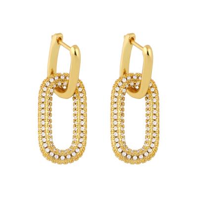 China Fast Delivery Hip Hop 18K Gold Plated Brass Zircon Huggie Hoop Earrings For Women Jewelry for sale