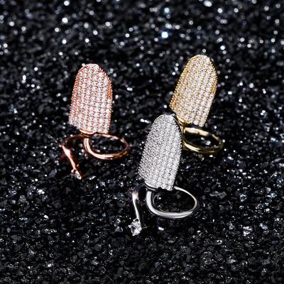 China Hiphop Women Copper Adjustable CZ Diamond Zirconia Little Finger Nail Hip Hop Ring for sale