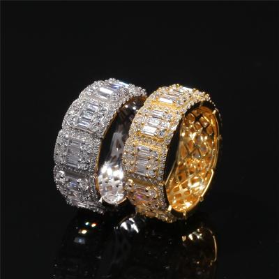 China No Shiny Gold Color Micro Paved Big Zircon Hip Hop Ring Ring For Men Women Gift for sale