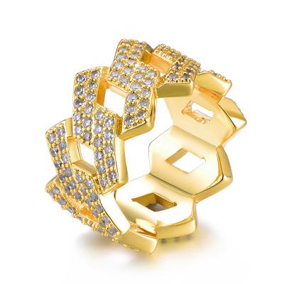 China ALLOY Gold Plated AAA CZ Micro Paved Stone Zircon Hip Hop Ring For Man for sale