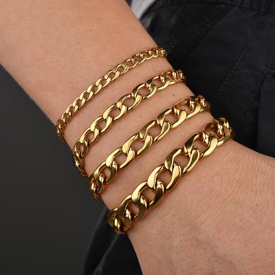 China Hiphop Gold Stainless Steel Cuban Figaro NK Link Chain Bracelet for sale