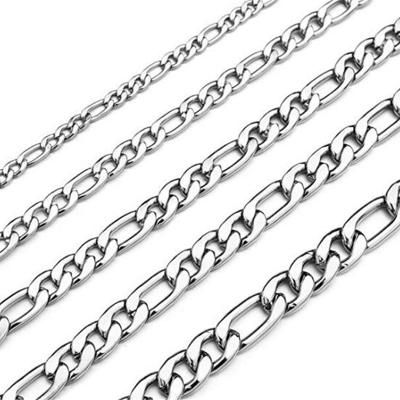 China Custom Hiphop Real Size 18k Gold Plated Stainless Steel Figaro Link Chain For Men Women for sale