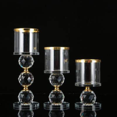 China Low MOQ factory price gold standard direct sales glass crystal candle holder china tea candle holders for sale