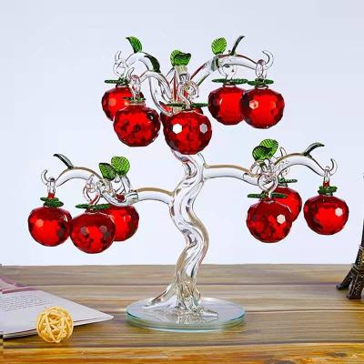 China Wholesale Feng Shui Crystal Apple Tree Ornaments for Living Room Decoration for sale