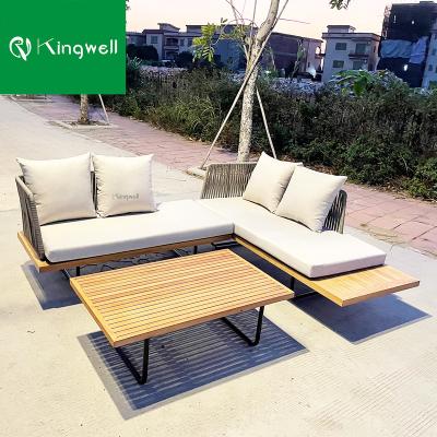 China Modern Wholesale Patio Set Outdoor Wooden Balcony Backyard Sofa Set Furniture Indoor Garden Furniture for sale