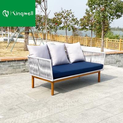 China Outdoor Modern Garden Furniture Rope Recliner Sofa Set Solid Wood Patio Furniture Sets for sale