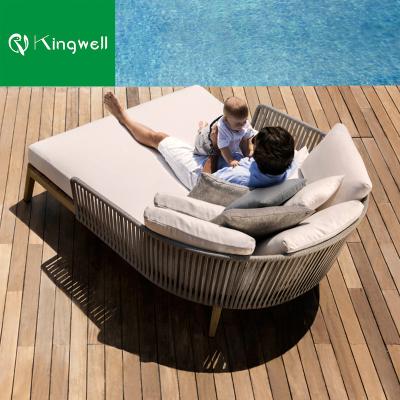 China Teak Furniture Chaise Lounge Modern Outdoor Luxury Rope Double Daybed Bali for sale