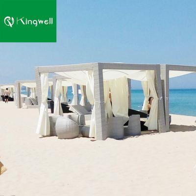 China Modern Outdoor Furniture Rattan Gazebo Pergola KD Tent Gazebo Hut With Curtains for sale