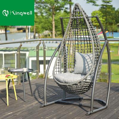 China EUROPEAN Outdoor Nordic Rattan Garden Patio Furniture Swing Wicker Swing Chair Hanging Wicker Egg Chair for sale