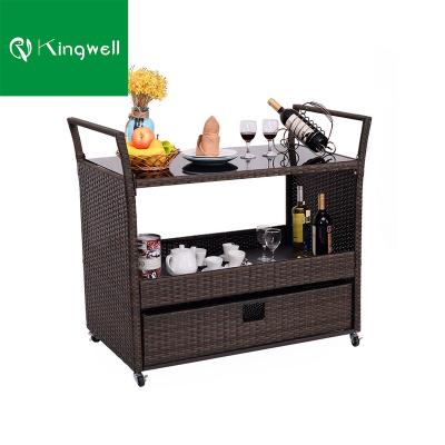 China Traditional Commercial Wine Food Cart Rattan Bar Furniture Bar Outdoor Use Beach Baronet for sale