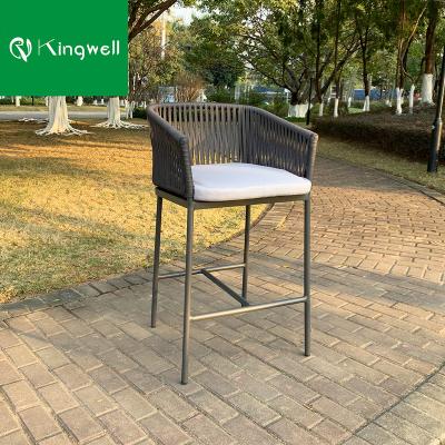 China Durable patio seating outdoor bar kafe chair rope furniture luxury bar stools with arms for sale