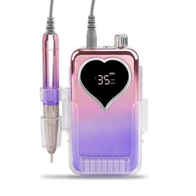 China BQAN 35000rpm Portable High Speed ​​Gradient Purple Rose Cordless Rechargeable Electric Nail Drill Machine Korea With Heart Screen for sale