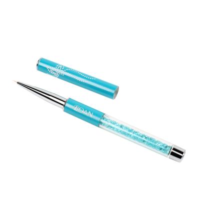 China UV Gel Painting Tools Logo Nail Art Brush Rhinestone Design NAIL BQAN Metal Handle Acrylic Blue Oval Professional Coating Custom Nail for sale