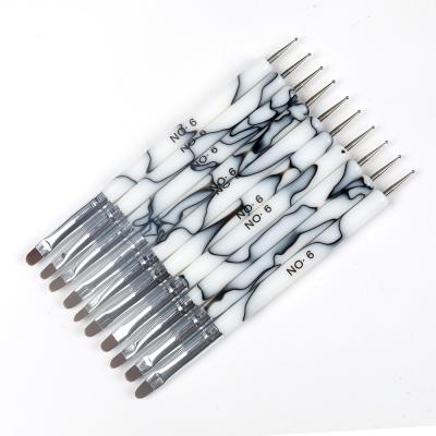 China Apply To Nail Art Dotting Pen And Nylon Handle Use And BQAN Silica Gel UV Brush Marble Art Home Use Double Head Nail Professional For Nail Beauty for sale