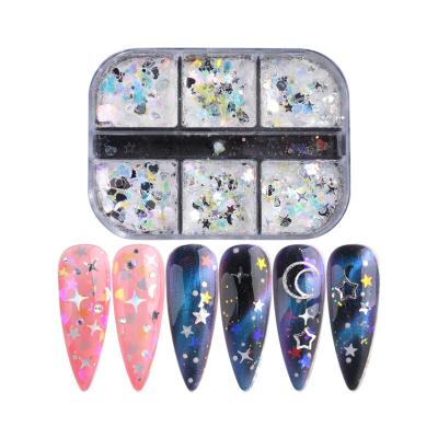 China Personal DIY Nail Art BQAN Professional 6 Colored Acrylic Nail Glitter Slice Chrome Powder Nail Glitter Powder Dip Set for sale