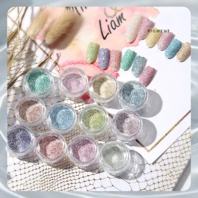 China Professional Beauty BQAN New Twelve-color Nail Art Mirror Diamond Glitter Sugar Colored Nail Art Powder For Nails DIY Accessories for sale