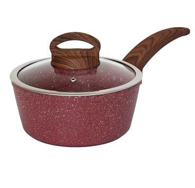 China Best Selling Sustainable Marble Cookware Sauce Pan With Induction Bottom Soft Touch Healthy Cooking PFOA Red Marble Coating Handle FREE for sale