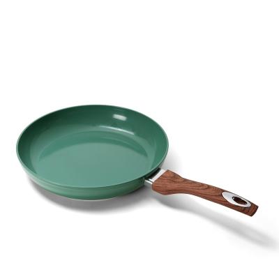 China Modern Cookware Eco-Friendly Frying Pan With Induction Bottom Soft Touch Healthy Cooking PFOA Green Ceramic Nonstick Coating Handle Free for sale