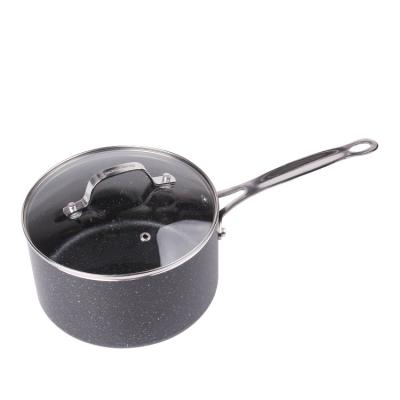 China CLASSIC New Design Pressed Aluminum Cookware Marble Non Stick Kitchen Sauce Pans With Lid for sale