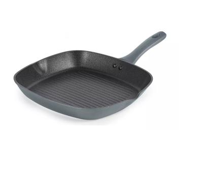 China Modern Home Use Steak Pan Grill Griddle Pan With Black Nonstick Coating Handle PFOA Free Induction Bottom Soft Touch Healthy Cooking for sale