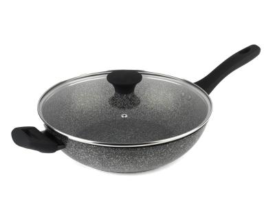 China Wholesale Kitchen Sustainable Use Non Stick Stir Wok Pan With Induction Bottom Soft Touch Side Healthy Cooking PFOA FREE for sale