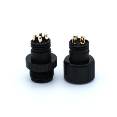 China Copper (59%) waterproof M12 4pin connector waterproof connector male and female pull plastic material waterproof connector for sale