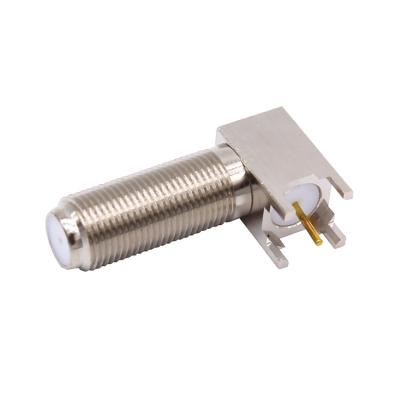 China Best Selling Right Angle Brass RF F Type Coaxial RF Female Connector For PCB Mount for sale