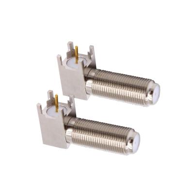 China Best Selling RF Coaxial Brass Right Angle Type RF F Male Plug To Female Socket Connector Plate Connector for sale