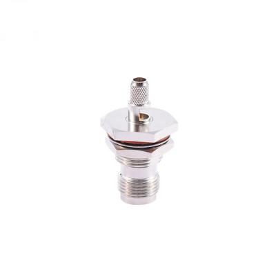 China Professional Rf Bulkhead rf Tnc Female Nickel Plated Coaxial Connector Waterproof Cabl RP Tnc Female Connector for sale