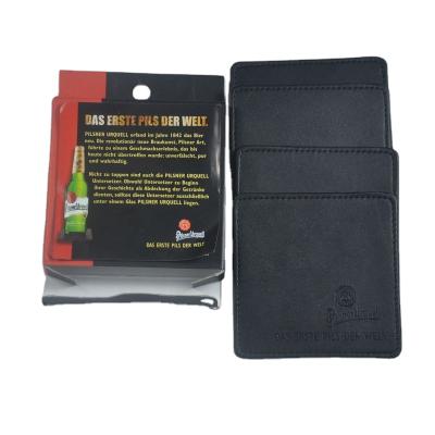 China Viable made in china factory drink coaster/pu leather coaster/embossed leather coaster for sale