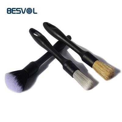 China Car Detailing Cleaner 3 in 1 Plastic Car Beauty Brush Kit Gap Dust Cleaning Brush Kit Car Detailing Set Handle Brush for sale