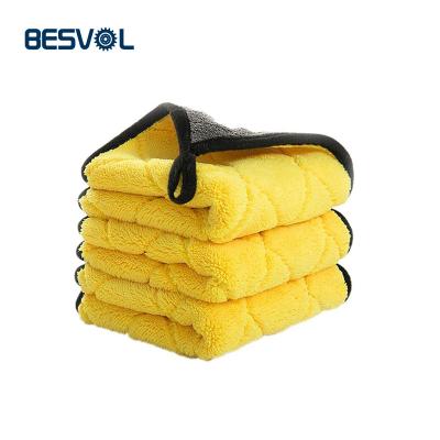 China 800gsm 40x40cm Fleece Microfiber Cloth Car Care Dry Absorbent Super Strong Thick Coral Towel Polishing Detailing Cleaning Cloth for sale