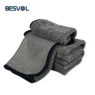 China Single Side Twisted Car Wash Drying Loop Absorbent Twist Towel Pile Cloth Car Care Super Absorbent Thick Cleaning Cloth Single Side for sale