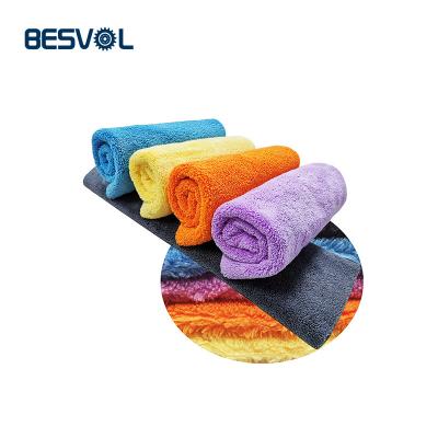 China Microfiber Edgeless Car Wash Cleaning Cloth Coral Fleece Car Care Detailing Towel 500GSM Plush Polishing Drying Towel for sale