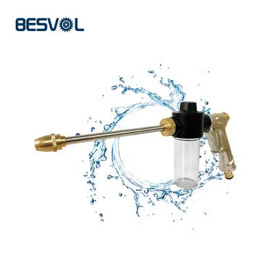 China High Quality Straight Full Brass Car Wash Gun Water Jet Gun Dirt Spout Head Set And Foam Cleaning Kettle for sale