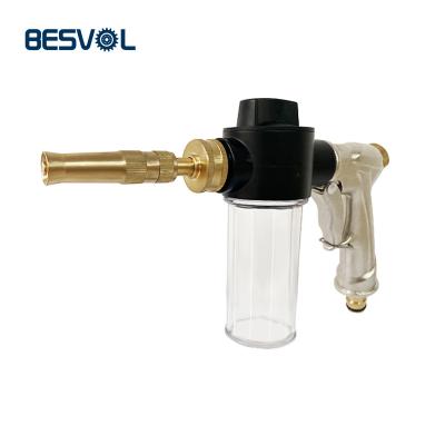 China Aluminum Alloy Straight Brass Nozzle Full Car Wash Gun Main Water Jet Cleaning Gun with Foam Cannon for sale