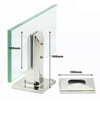 China Easily Assembled 316 Stainless Steel Rectangular 316l Pin Clamp Swimming Pool Door Stop Holder Glass Barrier Panels for sale