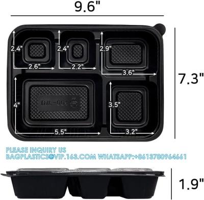 China 5 Compartment Meal Prep Containers With Lids - Food Bento Boxes Stackable Reusable Disposable Microwave for sale