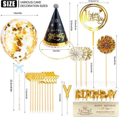 China Birthday Cake Topper Set Happy Birthday Cupcake Topper Letters Cake Candles Toppers Confetti Balloon Stars Hearts for sale