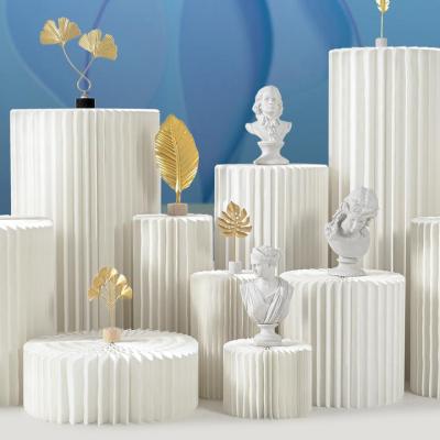 China Roman Wedding Columns Paper Roman Pillar Folding Paper Pillar Column With Acrylic Lid For Wedding Table Decorations for sale