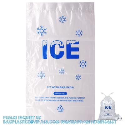 China Sustainable, Recyclable, Drawstring Pack Clear Plastic Packaging Storage For Ice Storage With Draw String Closure for sale