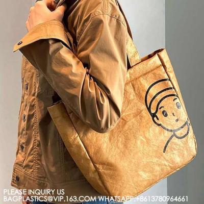 China Custom Large Waterproof Solid Paper Zipper Daily Use Beach Shopping Tyvek Tote Bag With Inner Pocket for sale