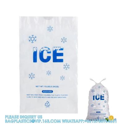 China 15 Lb. Plastic Drawstring Ice Bags 14 X 24 Inch Heavy-Duty Plastic Ice Bags With Plastic Draw String 2.8mil for sale