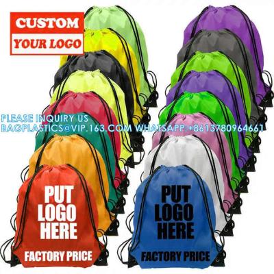 China Polyester Nylon Bags, Customized Promotional Polyester Drawstring Shop Promotional Backpack Draw String Bags for sale