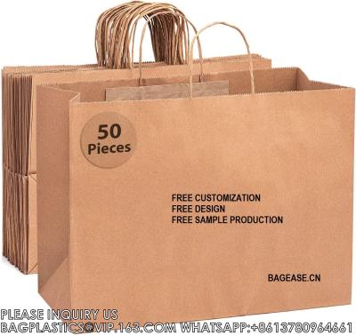 China Kraft Bags With Handles Large Gift Bags With Handles Paper Grocery Bags Shopping Bag, Gift Bag, Promotional Bags for sale