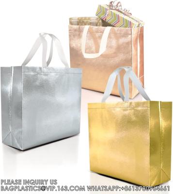 China Golden Reusable Grocery Shopping Tote Bags, Gift Bags Extra Large Size Reusable Extra Large Silver Gift Bags for sale